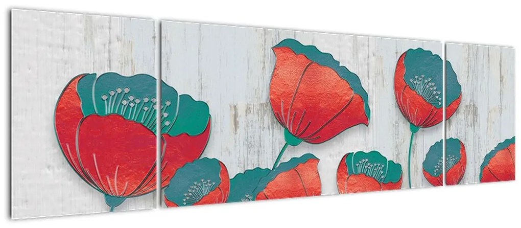 Obraz - Maki - nafta (170x50 cm)