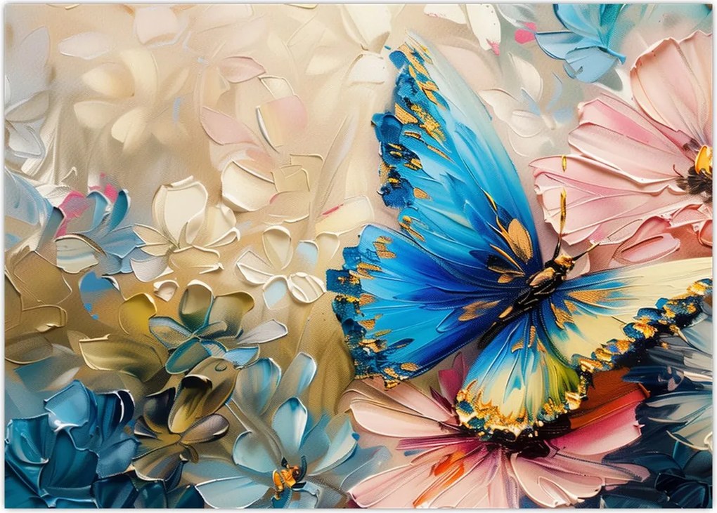 Obraz na szkle - Malowanie kwiatów i motyli (70x50 cm)