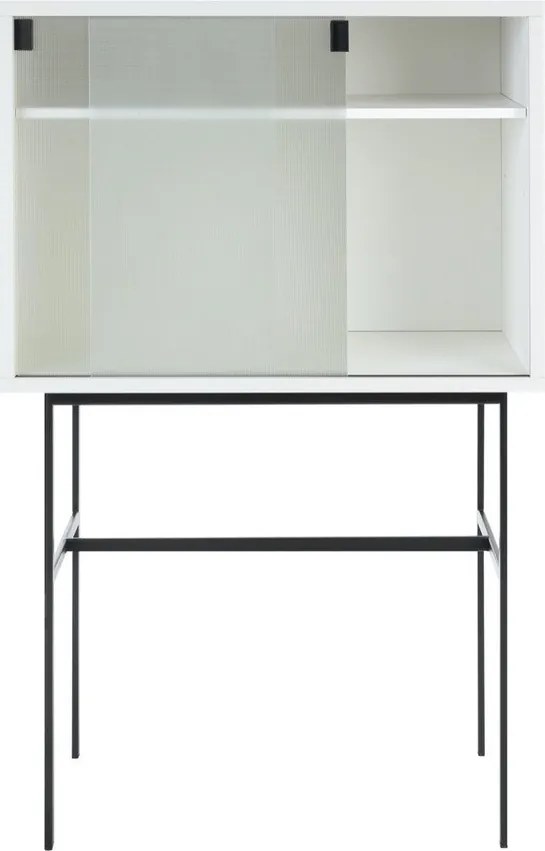 Szarobeżowa witryna z drzwiami przesuwnymi 70x109x40 cm Lekko – noo.ma