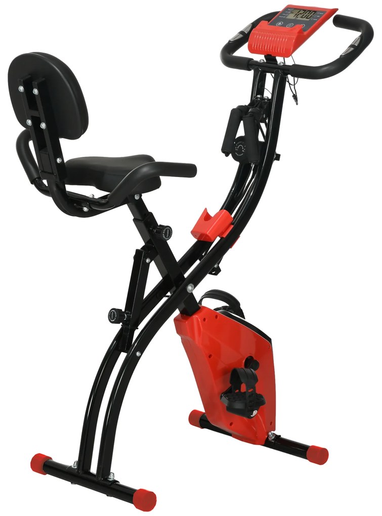 HOMCOM Rower treningowy trenażer rowerowy rower stacjonarny wyświetlacz LCD składany regulowany czerwony+czarny