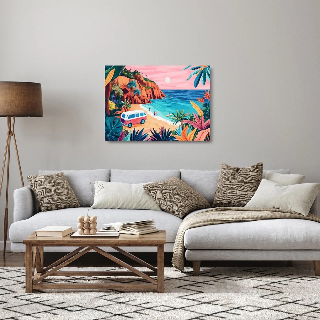 Obraz na szkle - Karawan nad oceanem (70x50 cm)