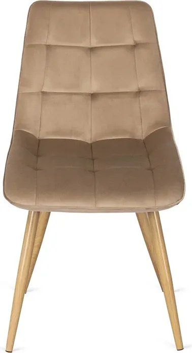 Zestaw Stół Rozkładany Ceramiczny LIZBONA 160-200 cm Czarny/Dąb i 4 Krzesła Tapicerowane RODRI Beżowe