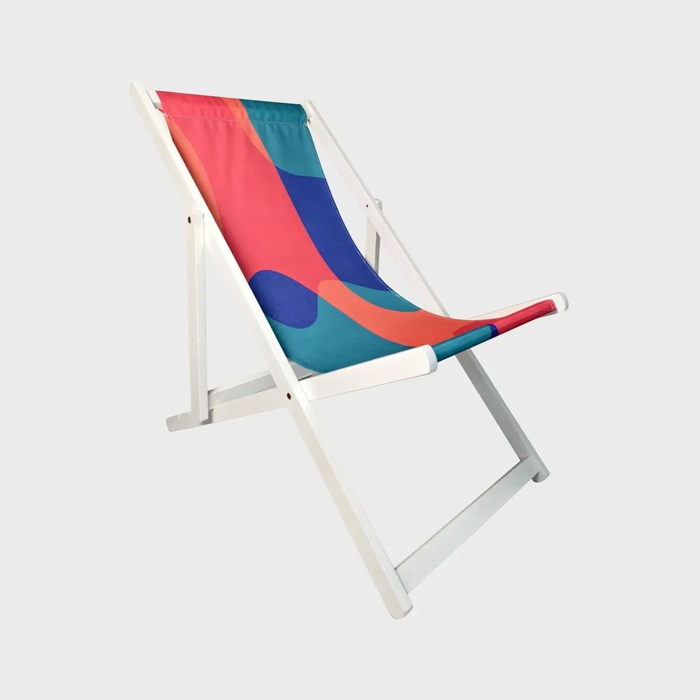 Leżak rozkładany COLOR FIESTA drewniany 58,5x71/86x100/92cm biały HOMLA