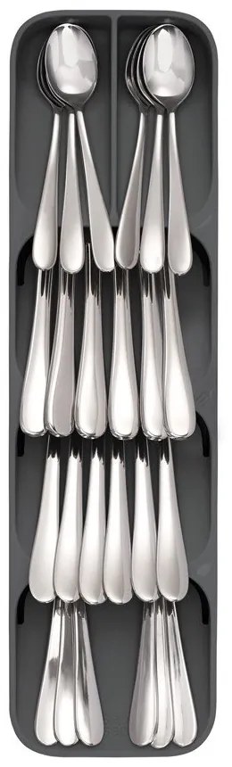 Szary plastikowy organizer na sztućce do szuflady 11 x 39,5 cm Duo – Joseph Joseph