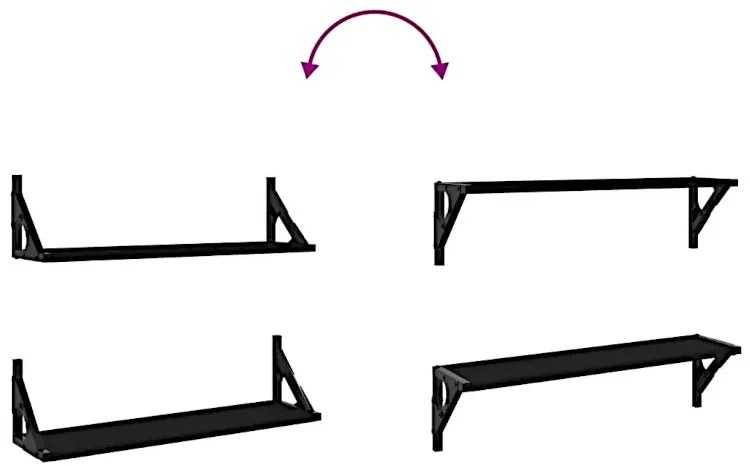 Zestaw Dwóch Czarnych Półek 60 Cm T2-C97