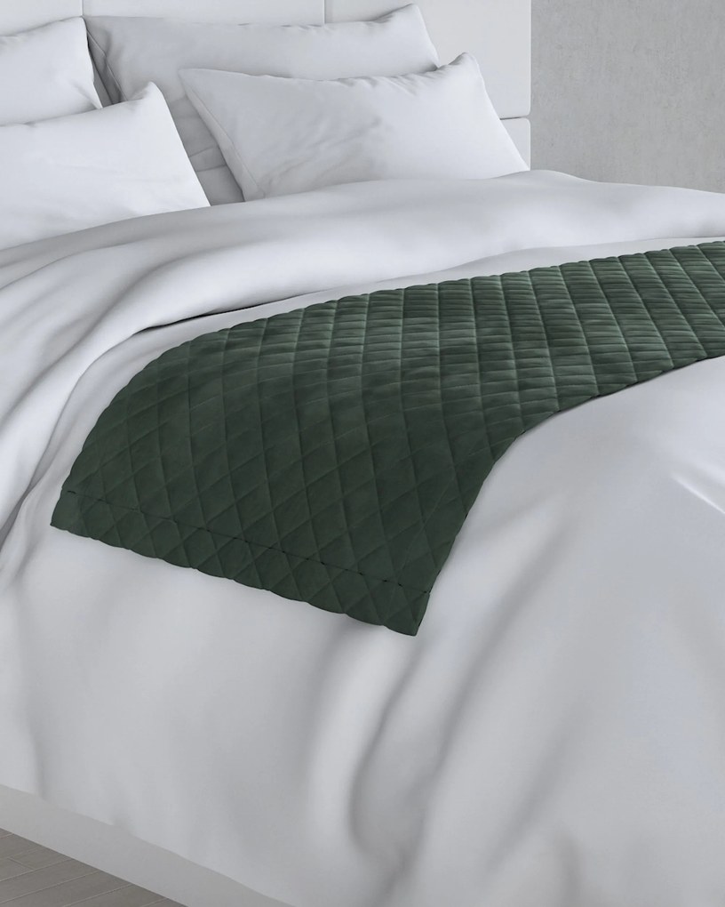 Narzuta hotelowa bieżnik Velvet 60x200cm kolor zielony tkanina połyskliwa, welwetowa