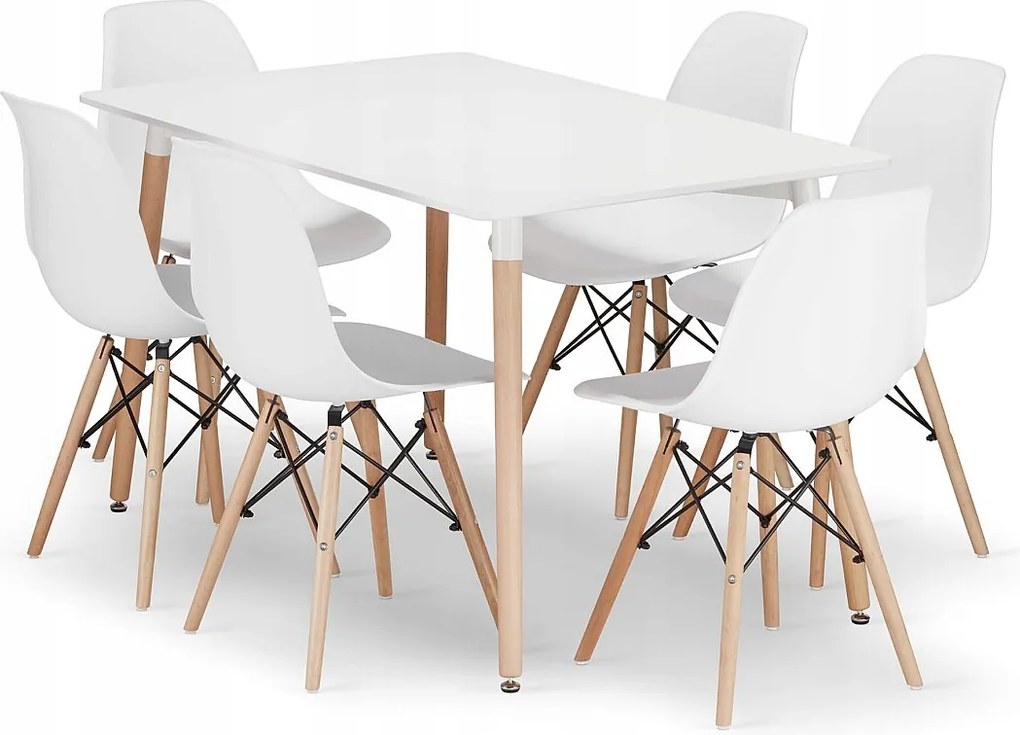 Valora YURO Stół prostokątny 120x80 biały + 6 krzeseł OSAKA White