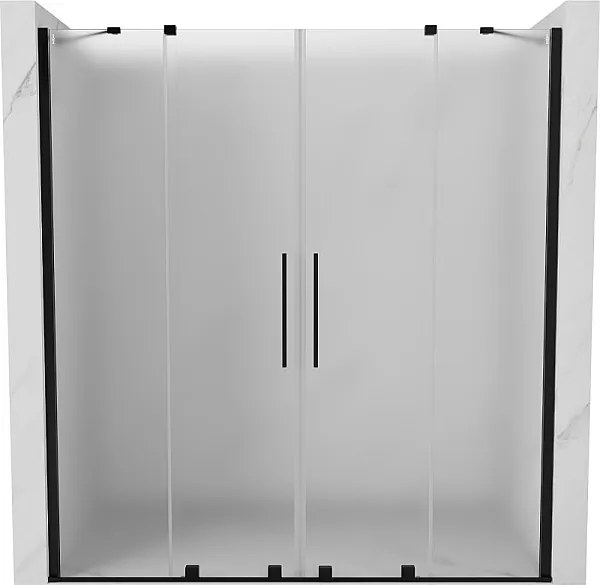Mexen Velar Duo drzwi prysznicowe rozsuwane 180 cm, szron, czarne - 871-180-000-32-70