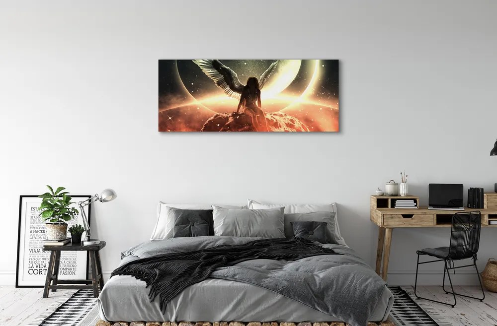 Duży obraz na płótnie Kobieta ze Skrzydłami na Księżycu