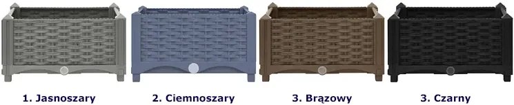 Brązowa kwadratowa donica z technorattanu K8-W06