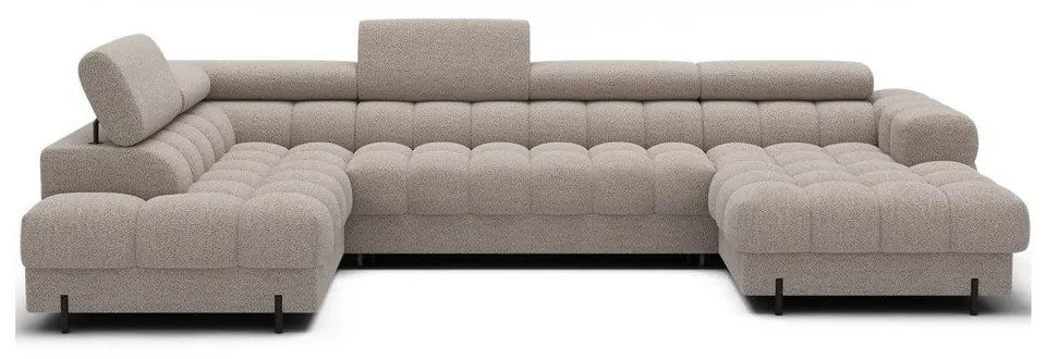 Beżowy rozkładany narożnik z materiału bouclé (lewostronny/w kształcie litery U) Feraria – ELTAP