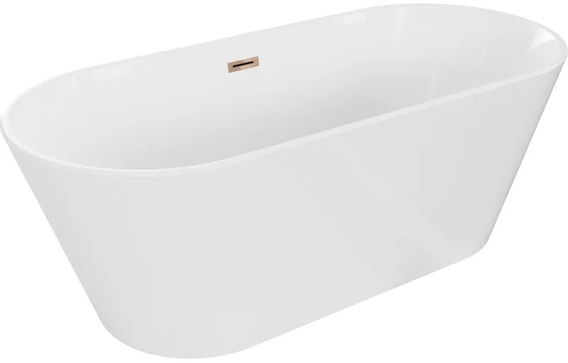 Mexen Flavia wanna wolnostojąca 150 x 75 cm, biała, przelew różowe złoto - 54031507500-60