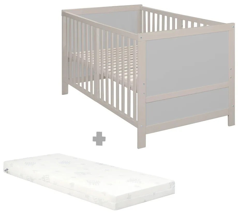 Szare łóżeczko z regulowaną wysokością 70x140 cm Easy Sleep – Roba