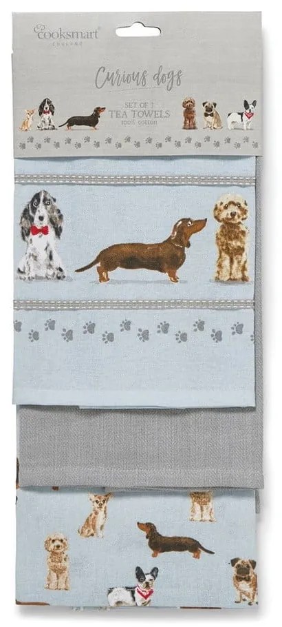 Zestaw 3 ścierek kuchennych Cooksmart ® Curious Dogs