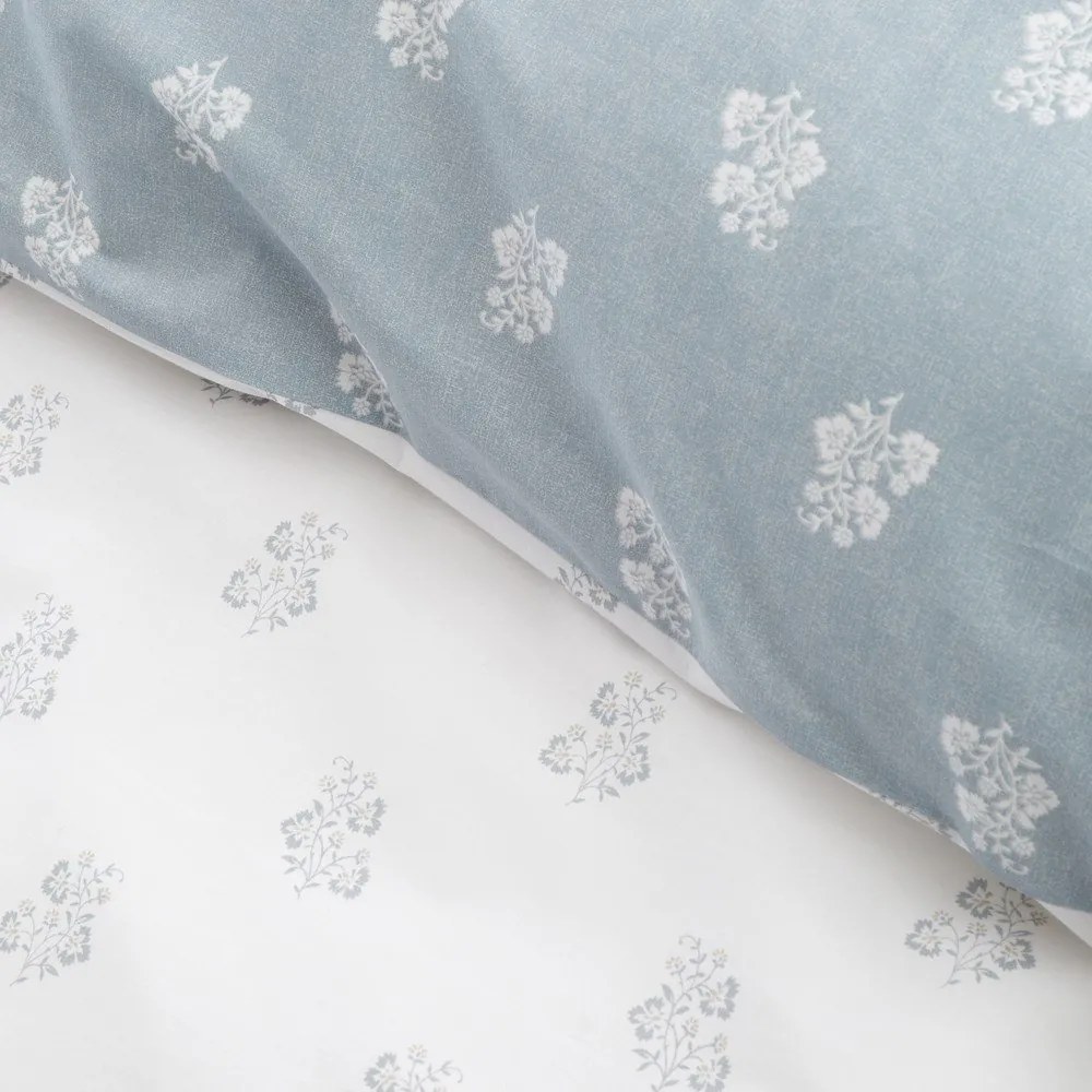 Biało-niebieska bawełniana pościel dwuosobowa 200x200 cm Esme Floral – Bianca