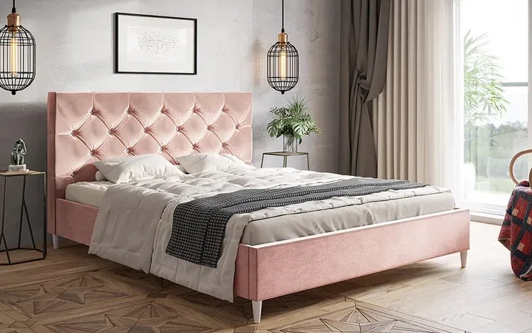 Podwójne łóżko z materacem i zagłówkiem 140x200 A9-B51