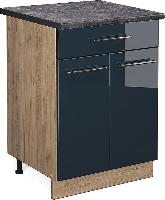 Szafka dolna do kuchni ciemnoniebieski wysoki połysk 60x60x82 fame-line