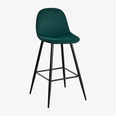 Zestaw 4 Wysokich Stołków Z Aksamitu Glamm Negro & Verde Jungla & ↑75 Cm - Sklum
