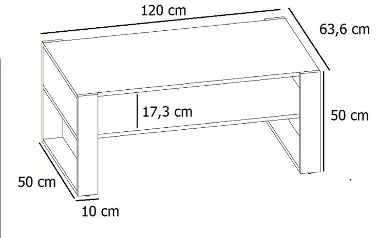 Ława Do Salonu Z Półką Dąb + Czarny P9-F32
