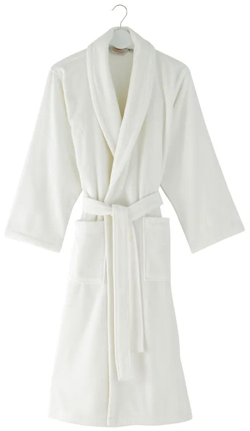 Unisex szlafrok MICRO COTTON w ozdobnym opakowaniu + kapcie S + kapcie (36/38) + w pudełku Jasnobeżowy