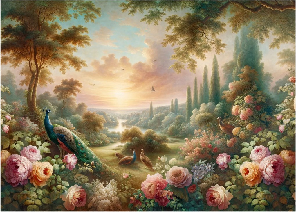 Obraz na szkle - Pawie w ogrodzie (70x50 cm)