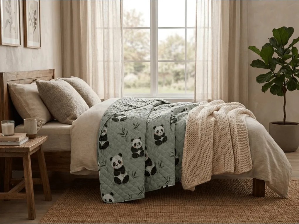 Narzuta na łóżko PANDA RELAX zielony Rozmiar: 170 x 210 cm