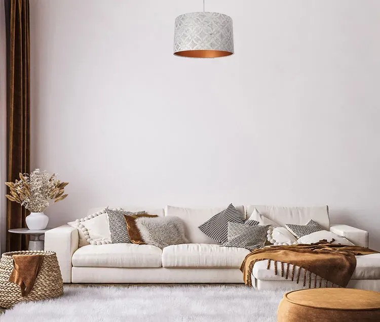 Szaro-miedziana lampa wisząca z wzorami - S363 E6-F27