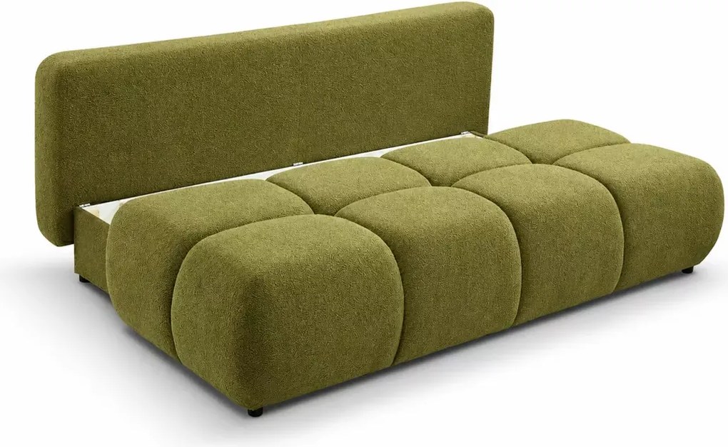 Sanvi – nowoczesna kanapa z funkcją spania, pojemnikiem na pościel i zaokrągloną, elegancką linią designu