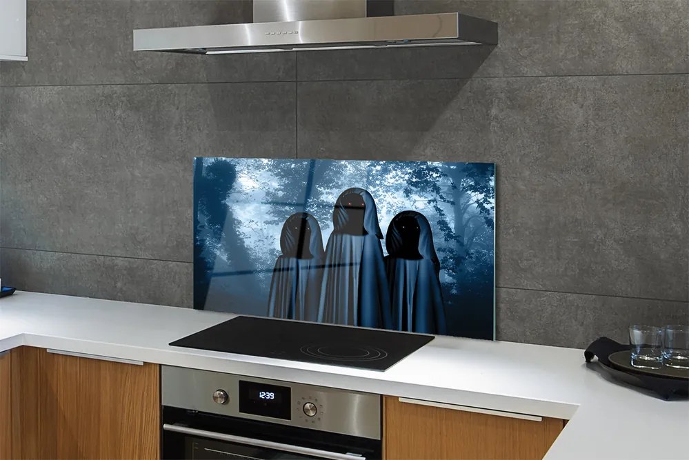 Szklany Panel Mroczny Las i Straszne Postacie