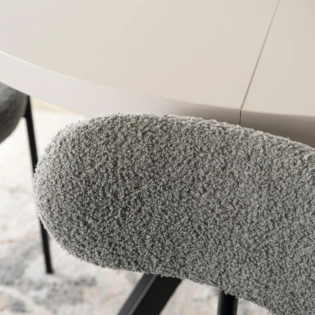 Krzesło Tapicerowane do Salonu TULSA Szare Boucle Nowoczesne