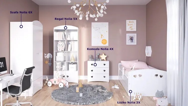 Zestaw białych mebli dziecięcych z łóżkiem H3-R18