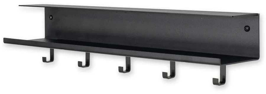 Czarny metalowy wieszak ścienny z półką 50 cm Easy – Spinder Design