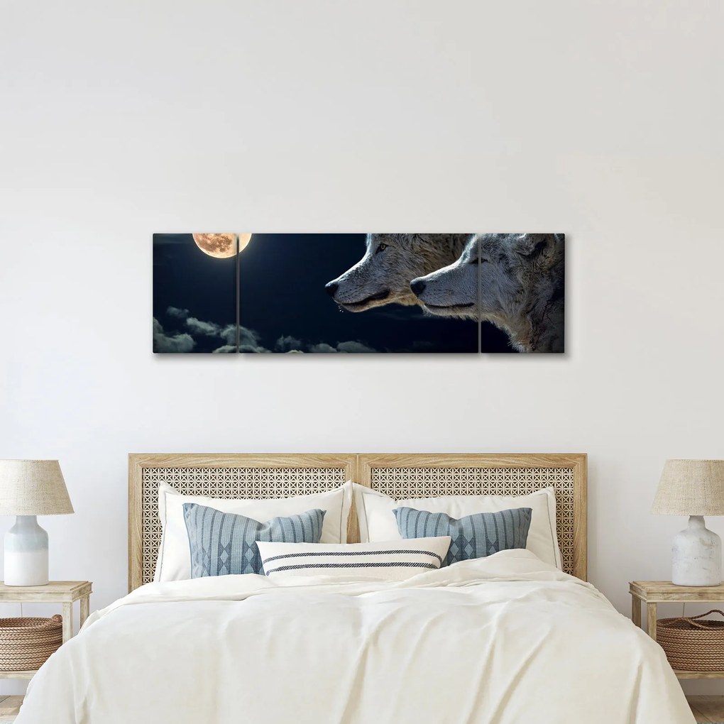 Obraz wilków wyjących do księżyca (170x50 cm)