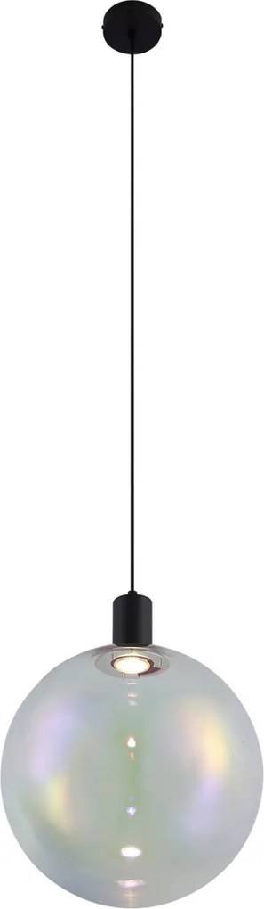 Designerska lampa wisząca czarna ze szkłem tęczowym 35 cm - Mallon