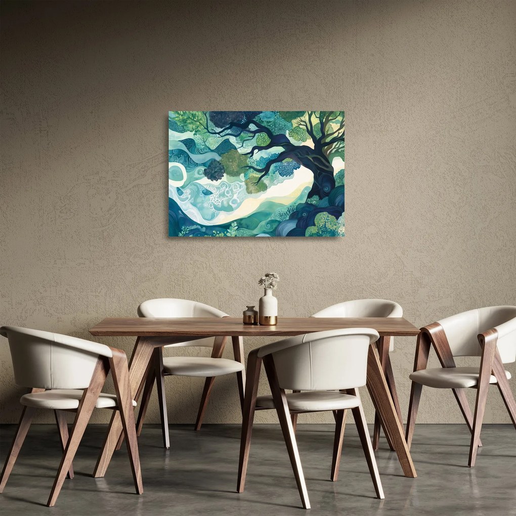 Obraz na szkle – Zielona korona drzewa życia (70x50 cm)