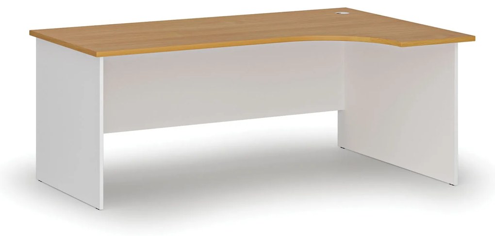 Narożne biurko PRIMO WHITE, 180x120 cm, prawe, biały/buk