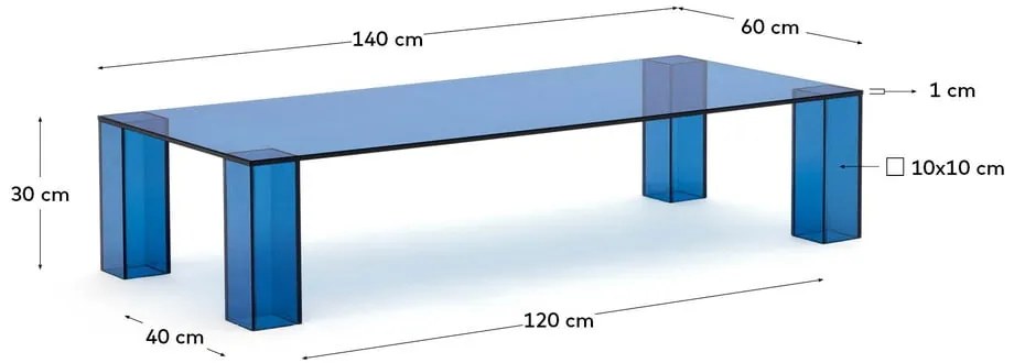 Niebieski szklany stolik 60x140 cm Adularia – Kave Home