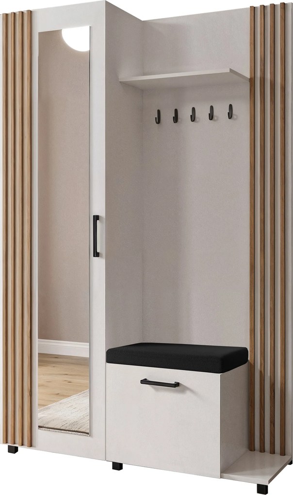 Masseno Garderoba ARMADIO 137/207/42 cm do Przedpokoju Nowoczesna Biała