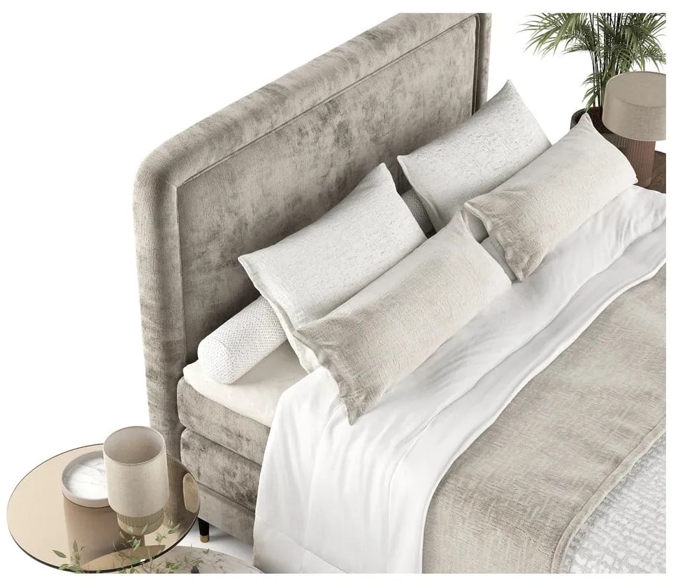 Jasnobrązowe łóżko boxspring 140x200 cm Dove – Maison de Rêve