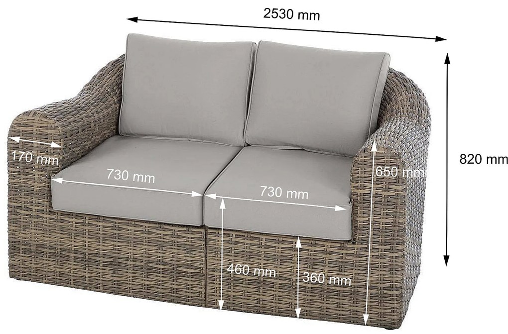 Rattanowy zestaw modułowy BORNEO LUXURY dla 6 osób (brązowy)