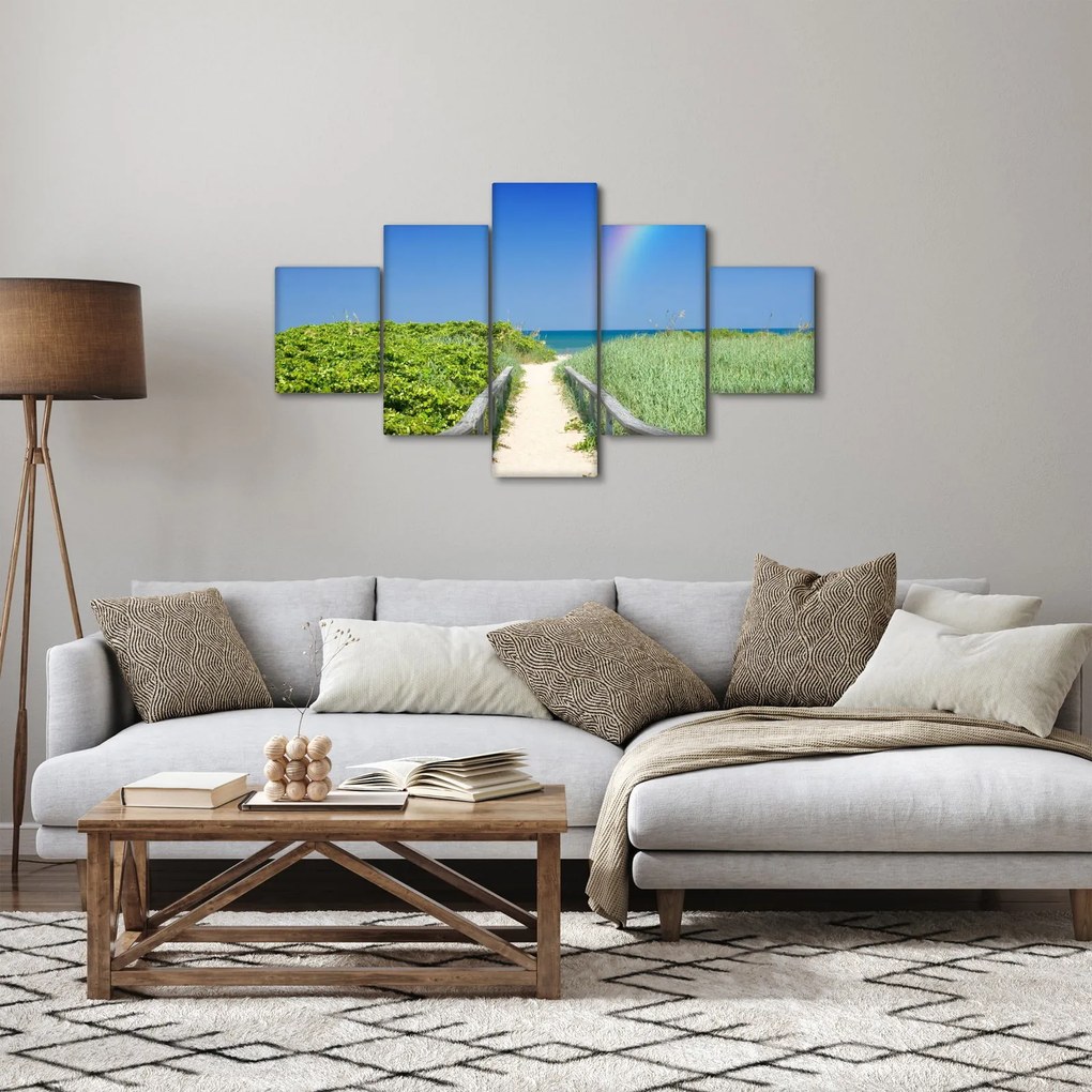 Obraz - Krajobraz i tęcza (125x70 cm)