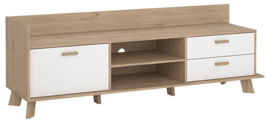 Biało-naturalna szafka pod TV w dekorze dębu 182x62x51 cm Ikast – Tvilum