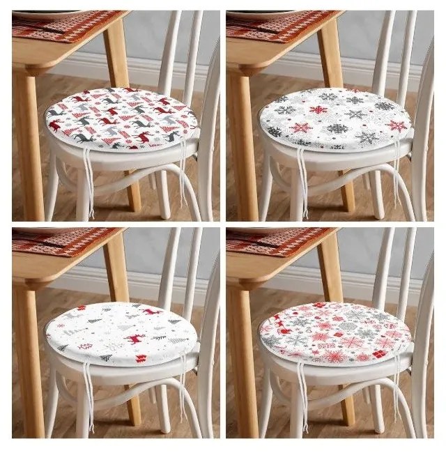 Poduszki na krzesła ze świątecznym motywem zestaw 4 szt. ø 40 cm Snowflakes – Mila Home