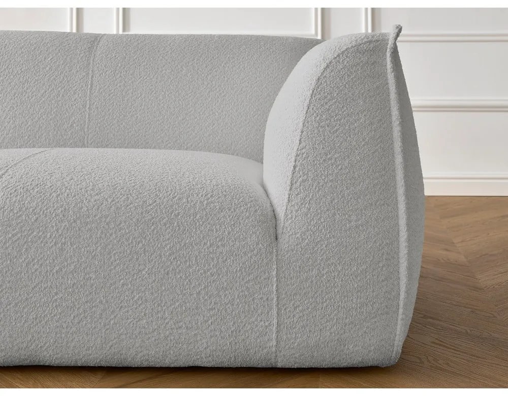 Jasnoszara sofa z materiału bouclé 242 cm Giorgia – Bobochic Paris