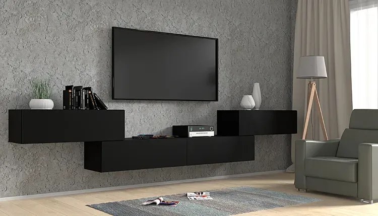 Czarna podwieszana szafka rtv 100 cm S9-A97