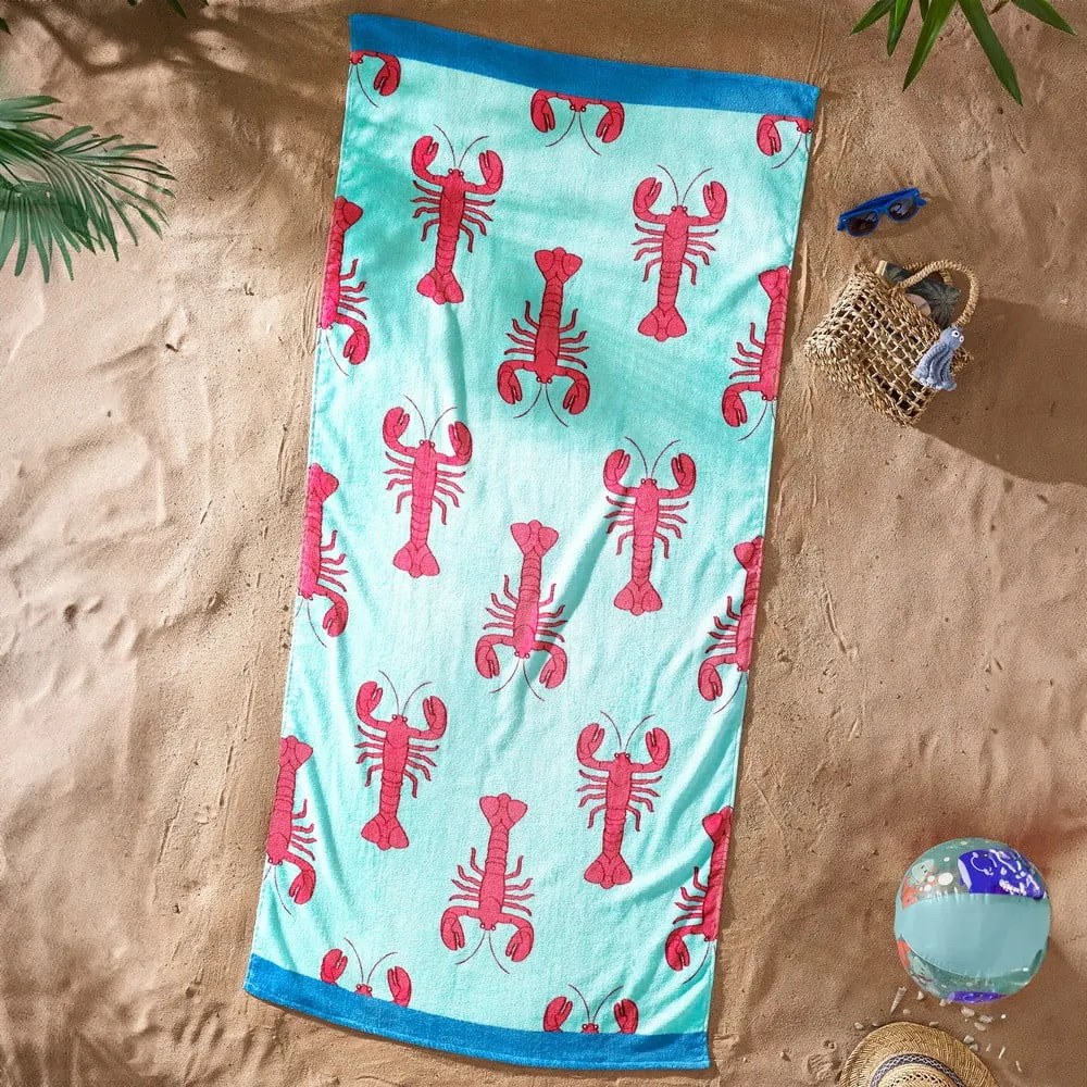 Niebieski bawełniany ręcznik plażowy 76x160 cm Lobster – Catherine Lansfield
