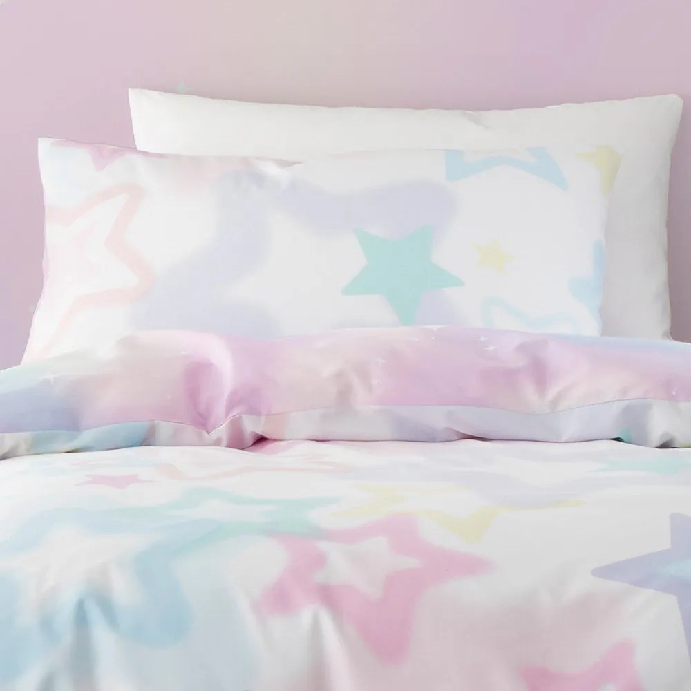 Biało-różowa pościel dziecięca dwuosobowa 200x200 cm Ombre Stars – Catherine Lansfield
