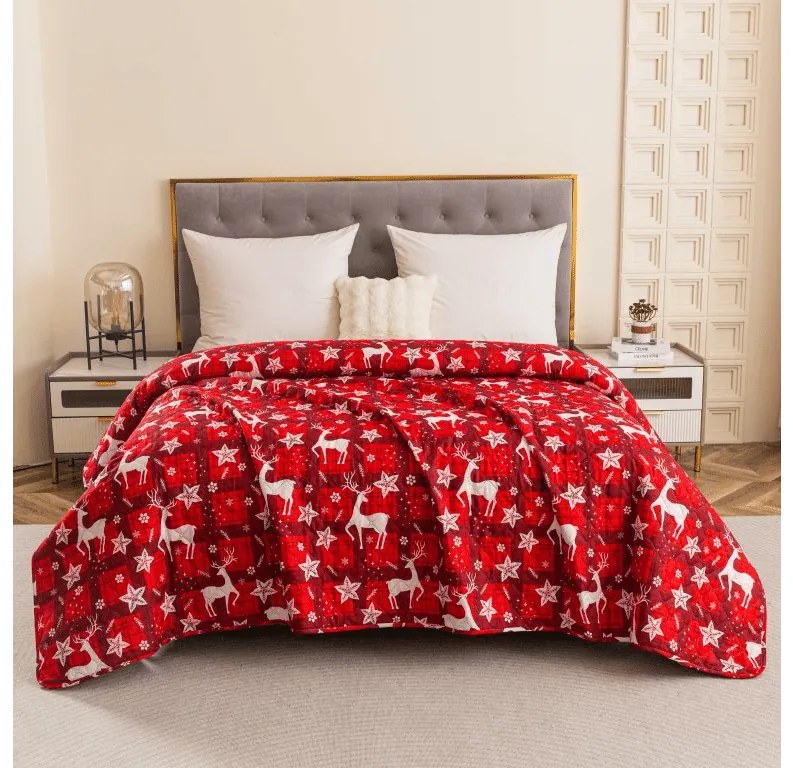 Narzuta na łóżko VELVET CHRISTMAS, czerwona Rozmiar: 170 x 210 cm