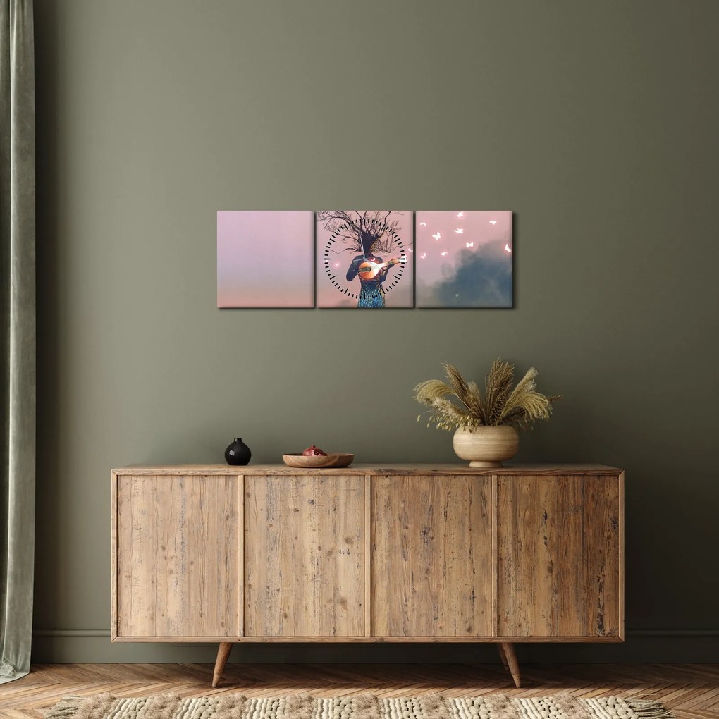 Obraz - Żywa natura (z zegarem) (90x30 cm)