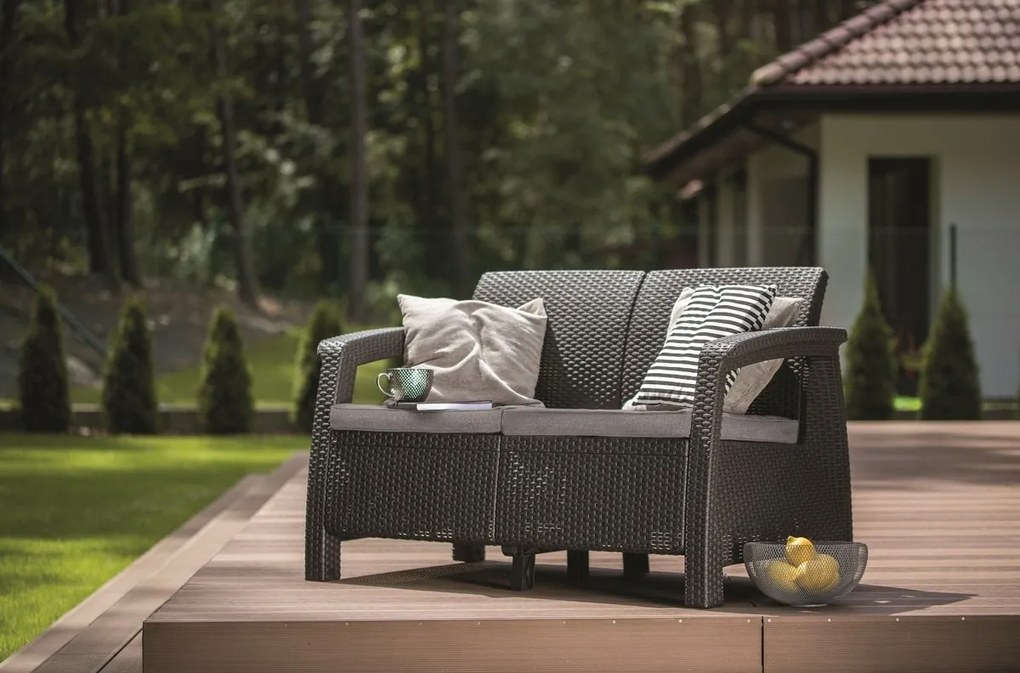 Keter sofa ogrodowa Corfu 128 x 70 x 79 cm, grafit